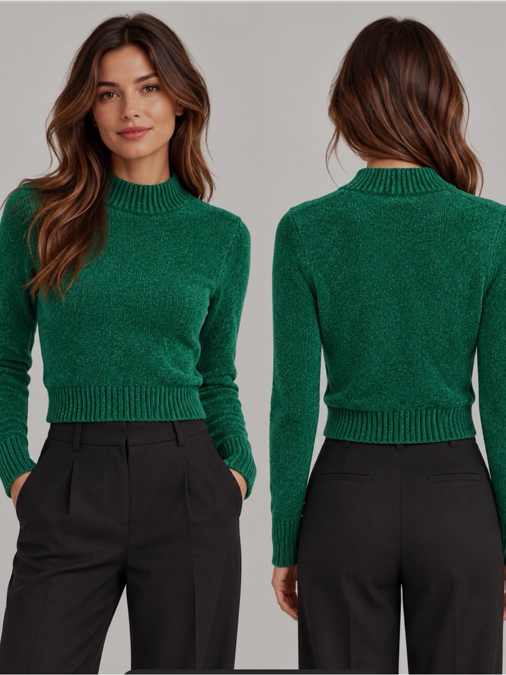 Wilfred Emerald Green Mock Neck Chenille Knit Sweater XS